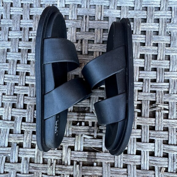 ASOS Design Sandals Womens Sz 9 Black Double Strap Friday Jelly Flats - Picture 7 of 9